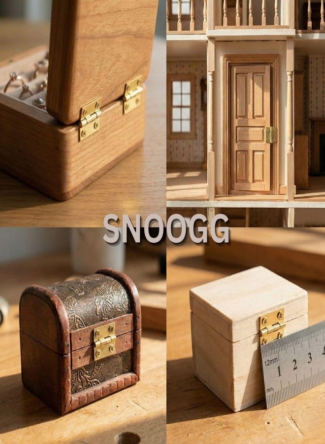 SNOOGG Pack of 15 Mini Brass Hinges 10 X 8 mm with Nails for Craft & DIY Projects, Small Wooden Box Hinges for Jewelry Box, Trinket Box, Dollhouse, Mini Cabinet, Hobby & Handmade Items - Image 4